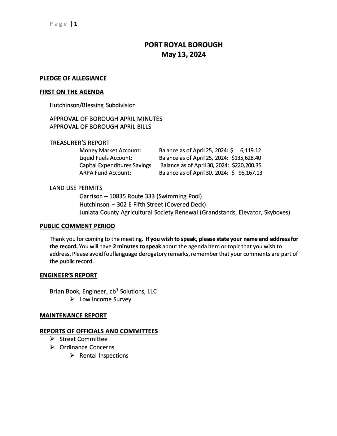 Thumbnail of the first page of 'Council Agenda – May 10th, 2024'