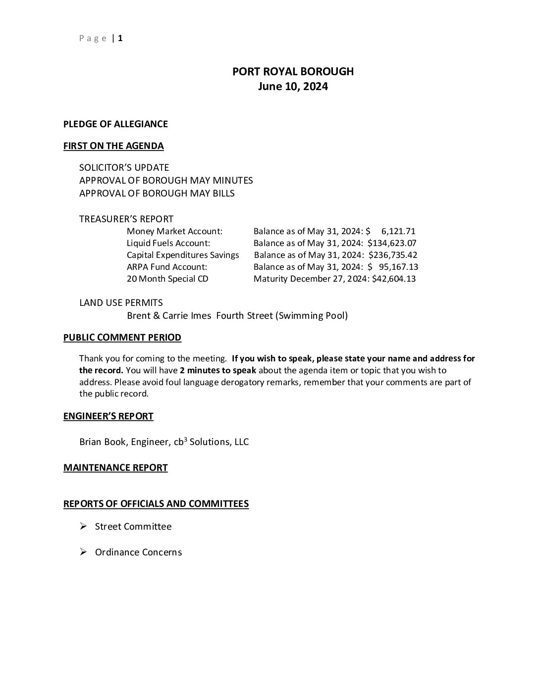 Thumbnail of the first page of 'Council Agenda – June 9th, 2024'