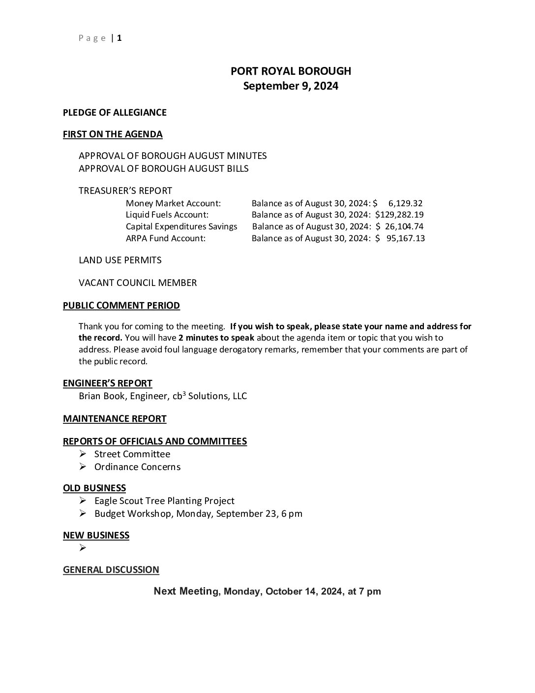 Thumbnail of the first page of 'Council Agenda – September 6th, 2024'