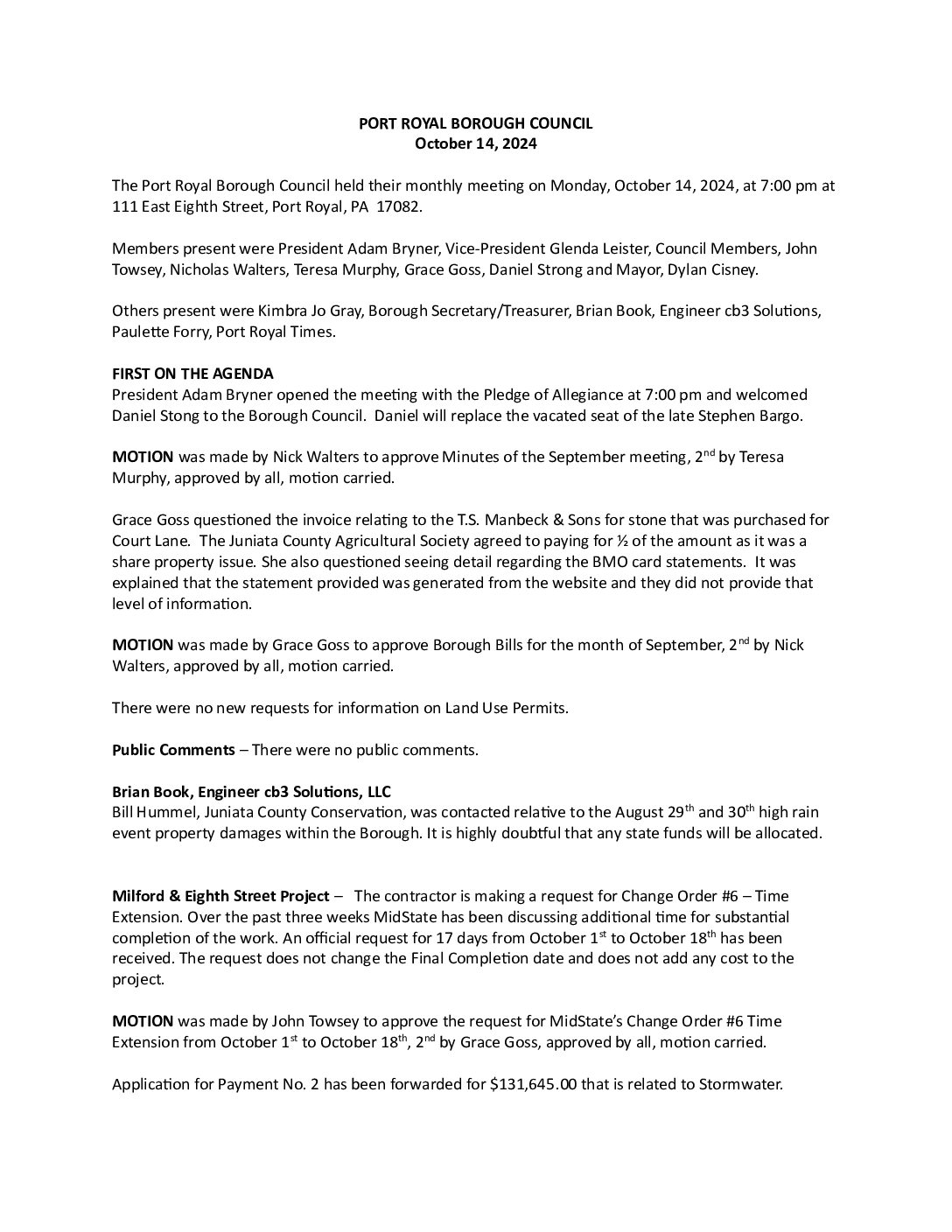 Thumbnail of the first page of 'Council Minutes – December 9th, 2024'