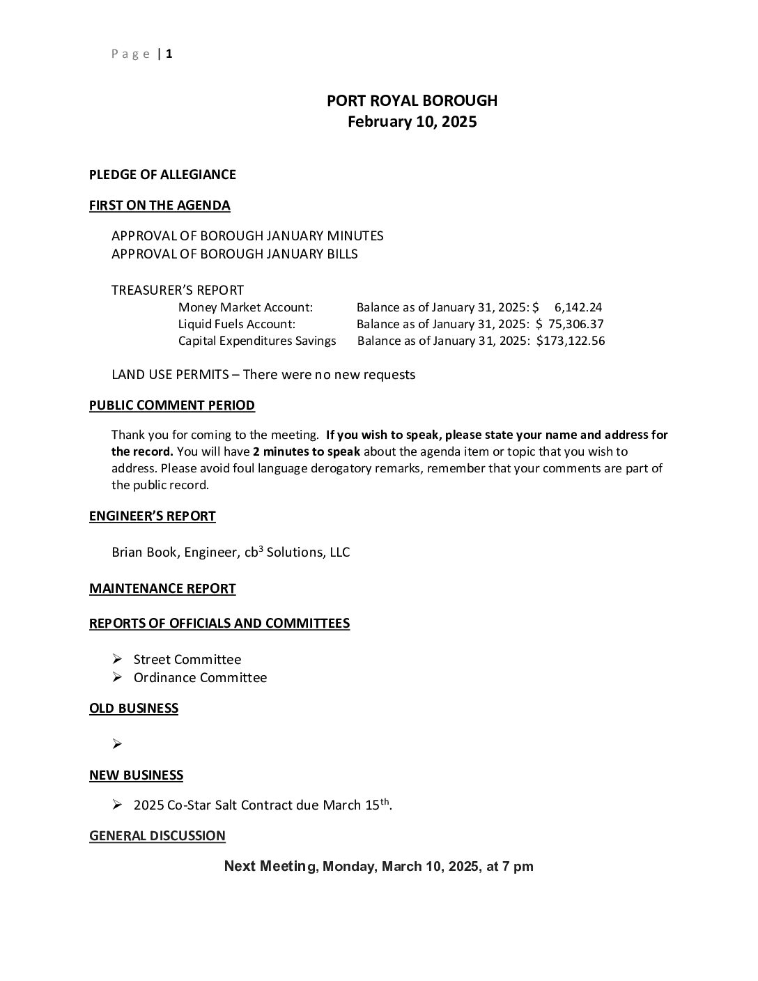 Thumbnail of the first page of 'Council Agenda – February 10th, 2025'