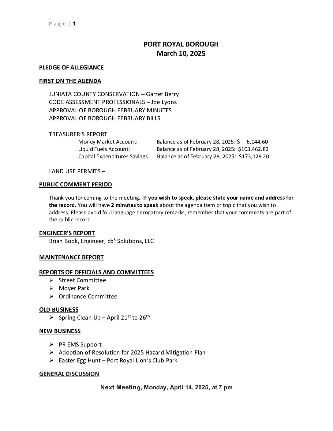 Thumbnail of the first page of 'Council Agenda – March 7th, 2025'