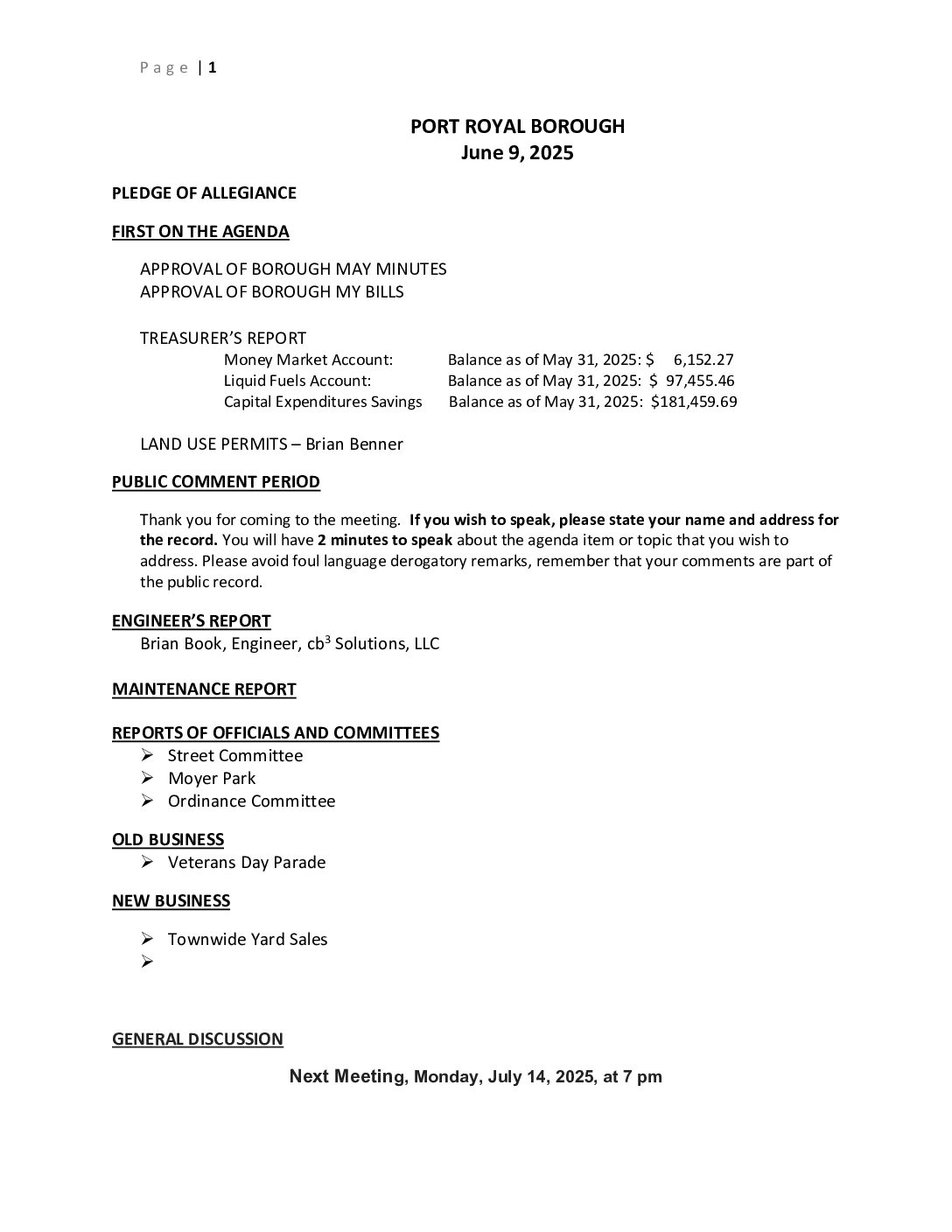 Thumbnail of the first page of 'Council Agenda – June 8th, 2025'