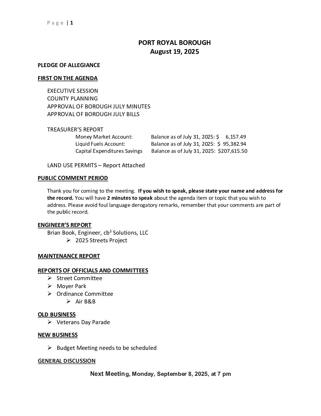 Thumbnail of the first page of 'Council Agenda – August 19th, 2025'