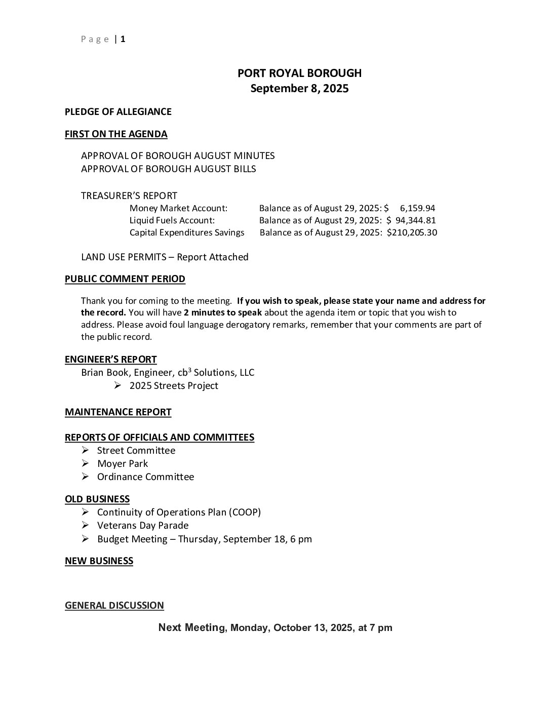 Thumbnail of the first page of 'Council Agenda – September 4th, 2025'