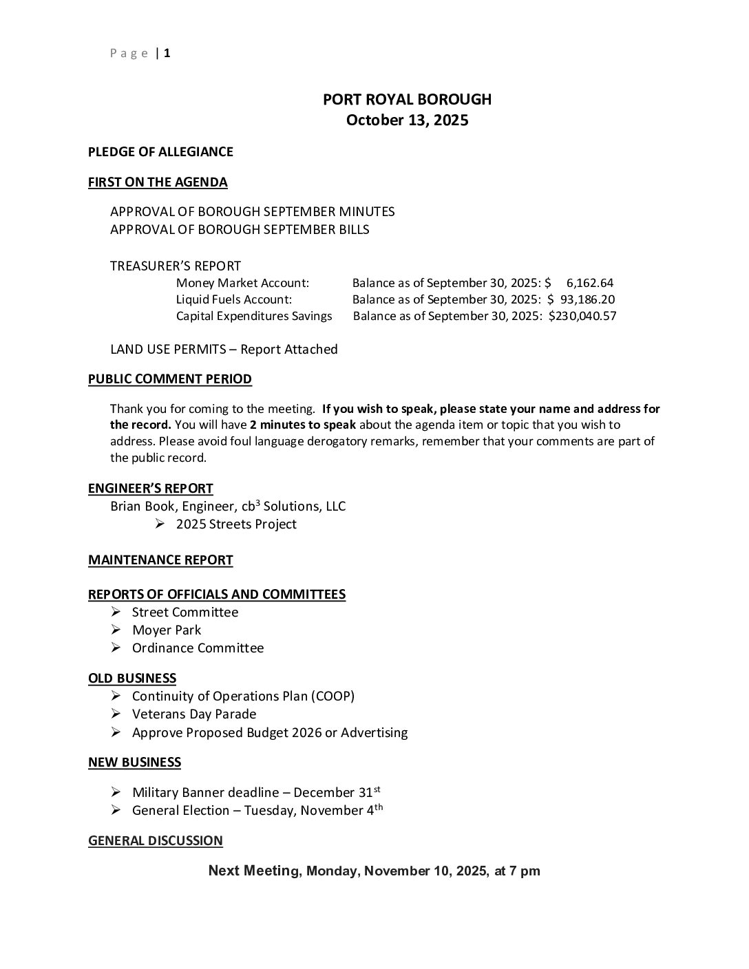 Thumbnail of the first page of 'Council Agenda – October 10th, 2025'