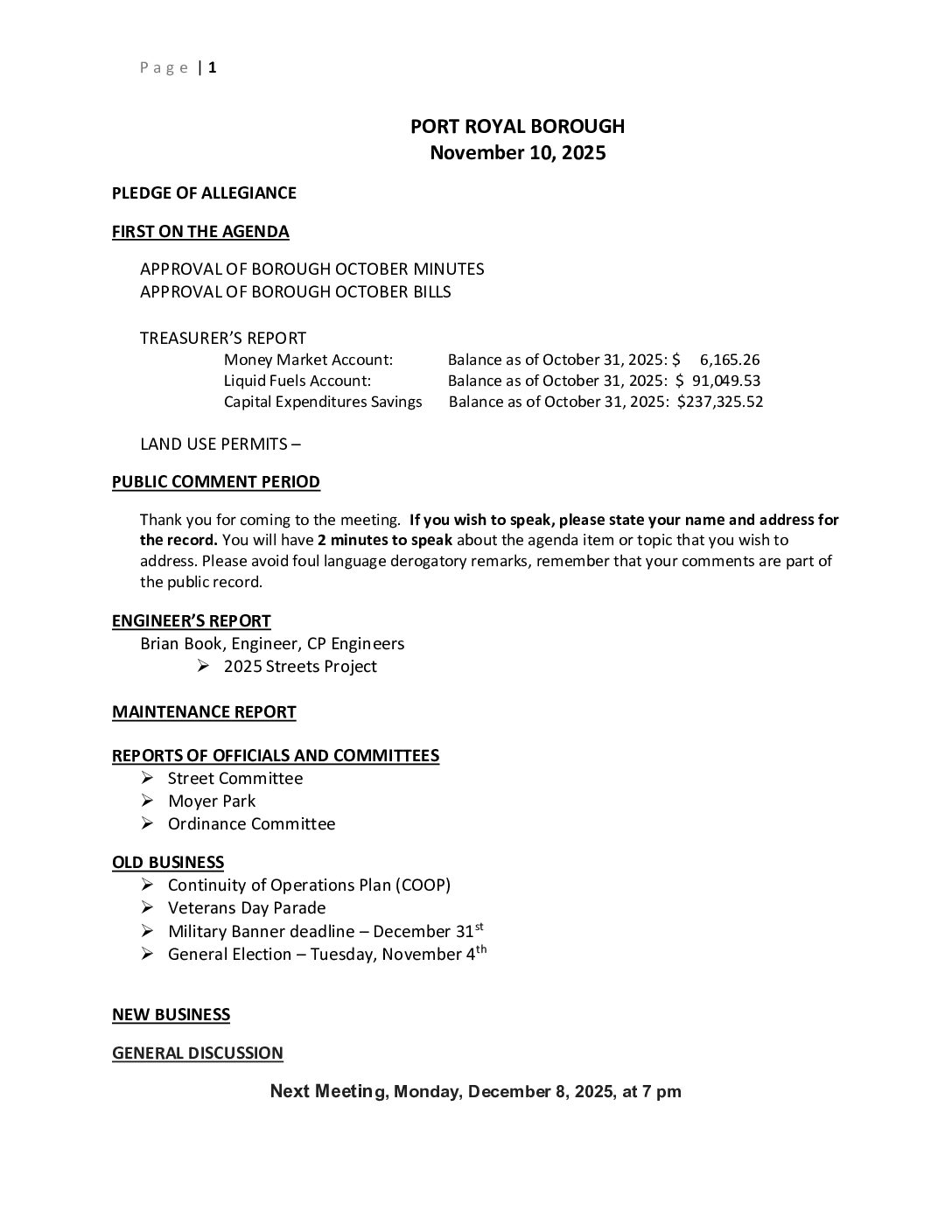 Thumbnail of the first page of 'Council Agenda – November 7th, 2025'