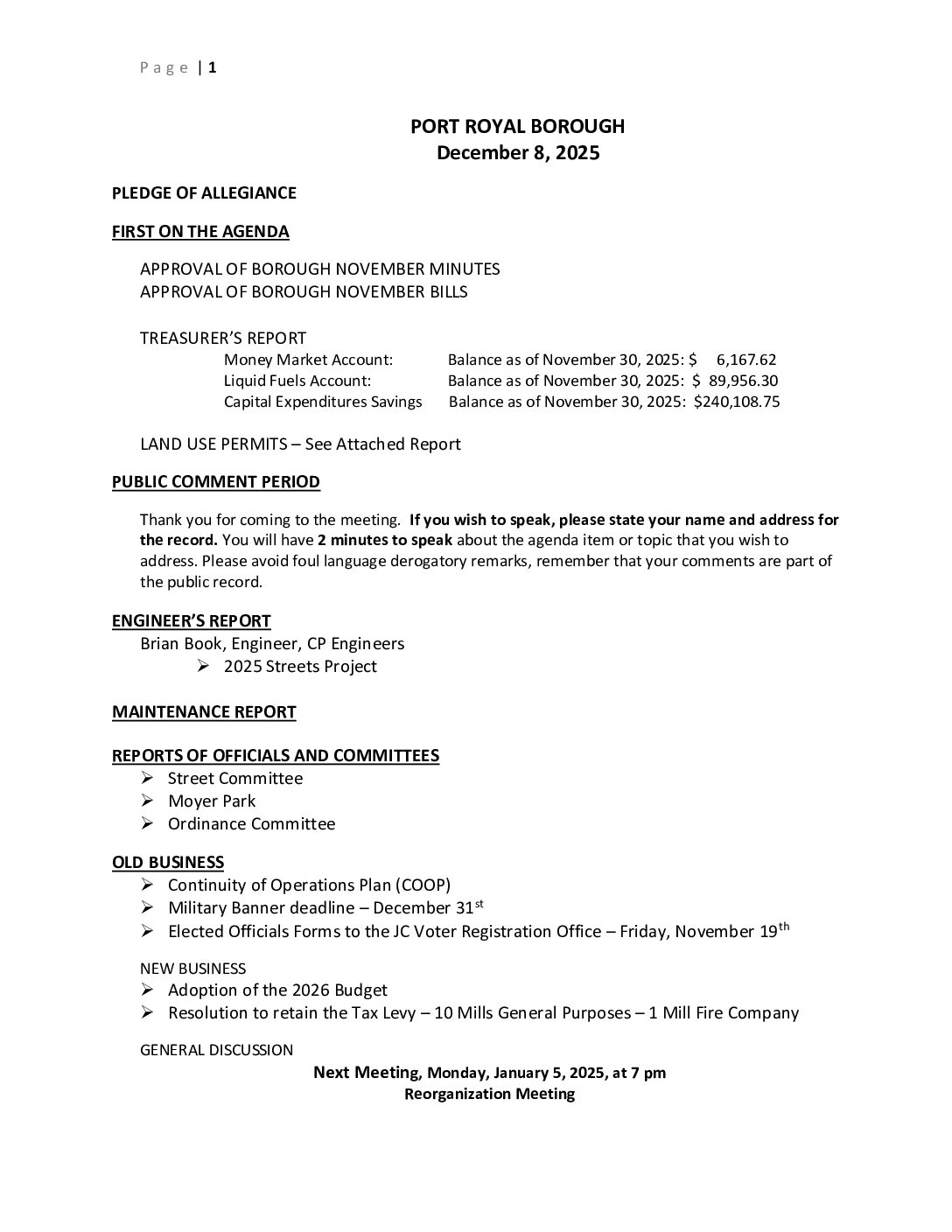 Thumbnail of the first page of 'Council Agenda – December 7th, 2025'