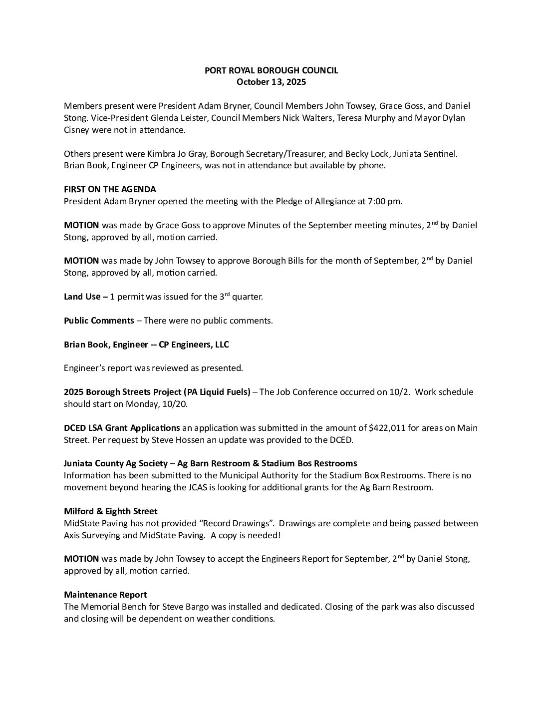 Thumbnail of the first page of 'Council Minutes – December 7th, 2025'