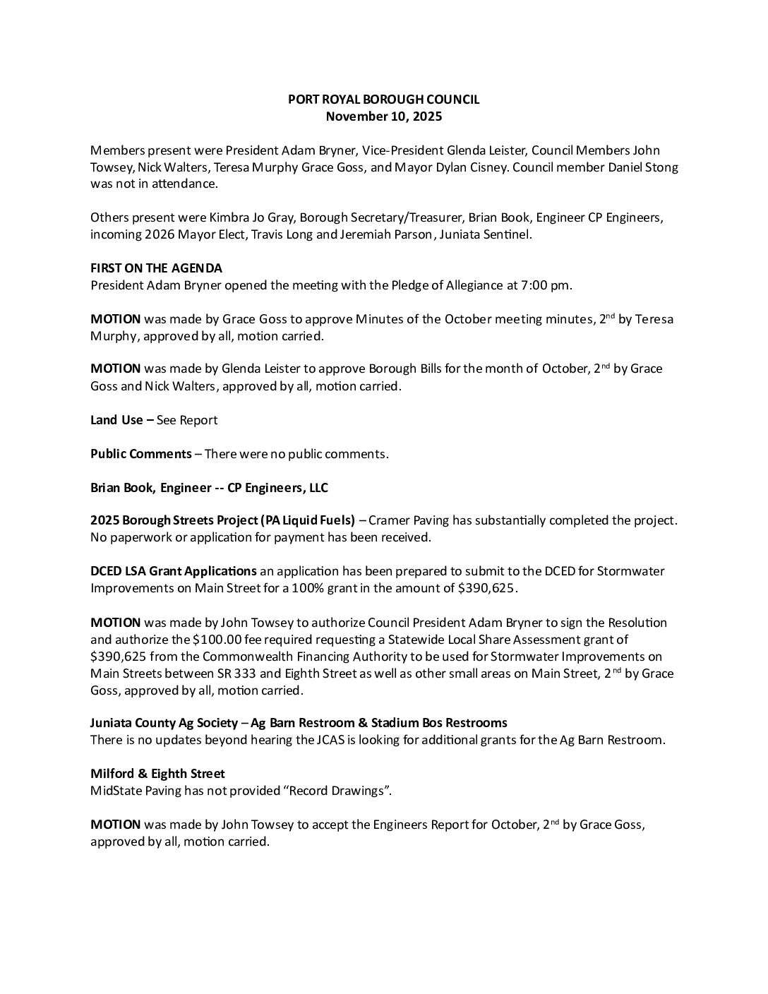 Thumbnail of the first page of 'Council Minutes – January 2nd, 2026'