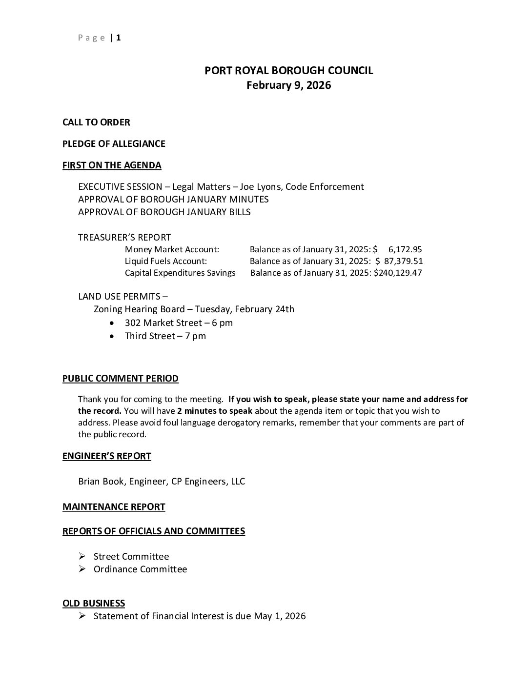 Thumbnail of the first page of 'Council Agenda – February 7th, 2026'