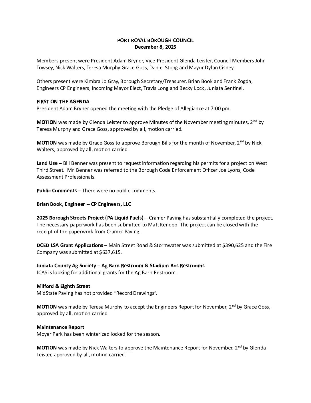 Thumbnail of the first page of 'Council Minutes – February 7th, 2026'