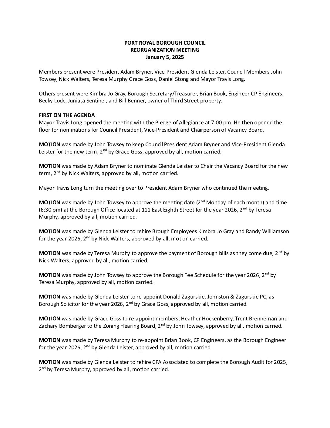 Thumbnail of the first page of 'Council Minutes – March 8th, 2026'